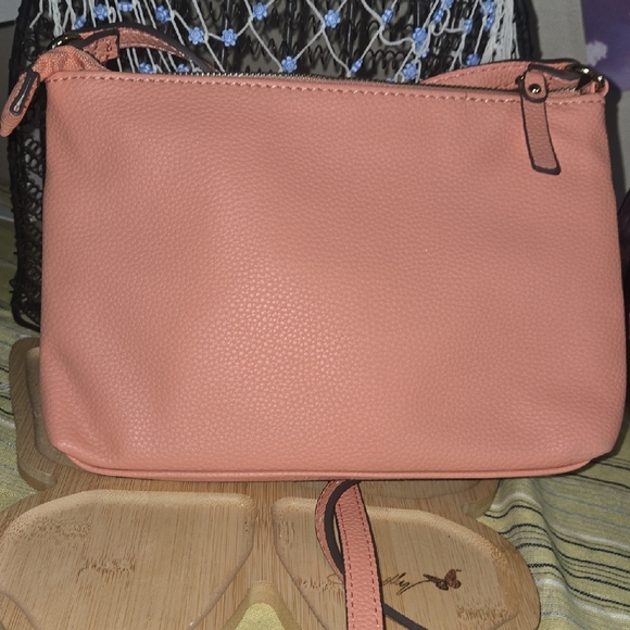 Nanette Lepore Peach Pebbled Leather Crossbody Bag - Picture 5 of 13